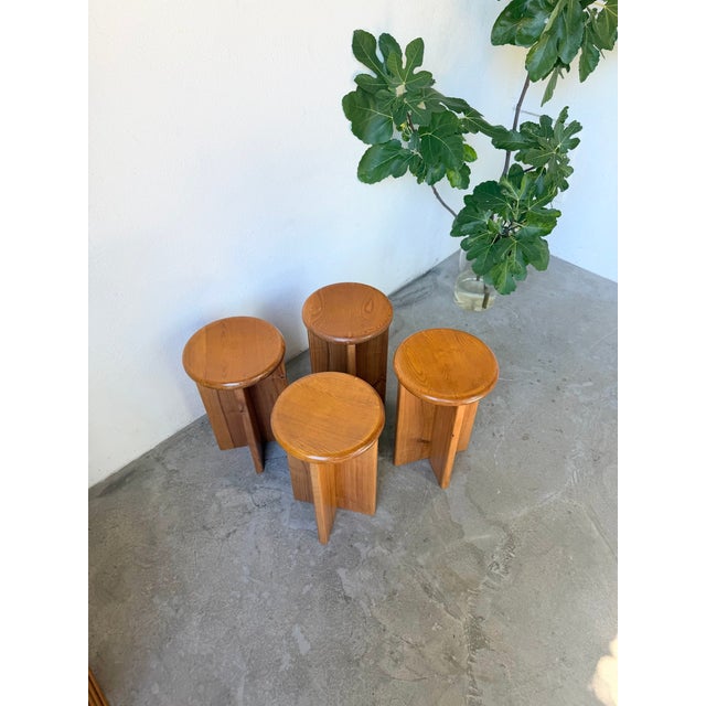 Vintage Oak Stools, 1950s, Set of 4 For Sale - Image 15 of 18