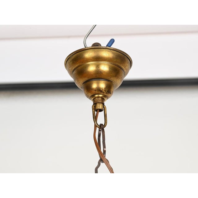 Hexagonal Brass and Glass Chandeliers after Adolf Loos, Italy, 1950s, Set of 2 For Sale - Image 10 of 12