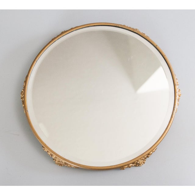 Art Nouveau Antique French Gilt Beveled Mirror Plateau Tray For Sale - Image 3 of 7