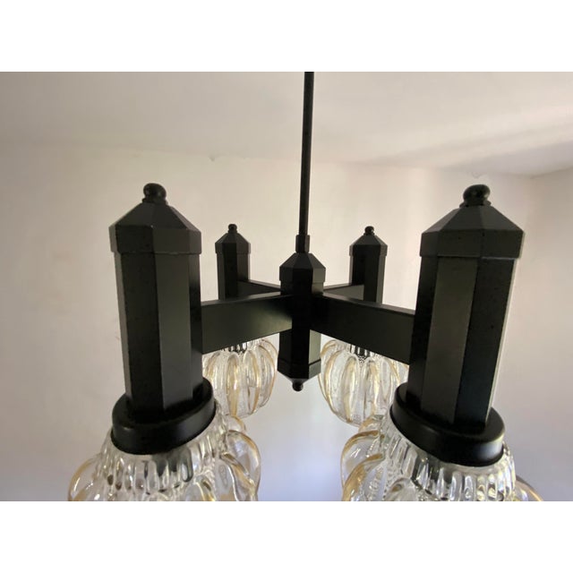 Mid-Century Modern Four-Light Chandelier with Glass Shades from Svetila Kozole, Yugoslavia, 1975 For Sale - Image 11 of 18