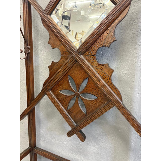 Vintage Wooden Wall Coat Rack For Sale - Image 3 of 7