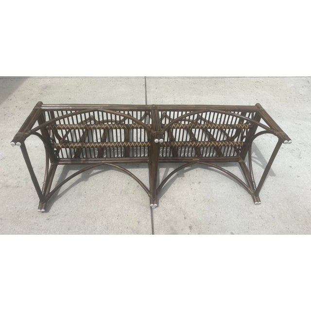 Wood Authentic McGuire Vintage Rattan Bench, Cathedral Gothic Style For Sale - Image 7 of 9