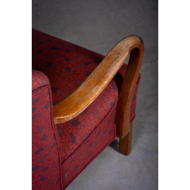 Maroon Lounge Chair attributed to Viggo Boesen, 1950s For Sale - Image 8 of 10