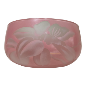 Dorothy Thorpe Art Glass Sandblast Etched Floral Bowl Mid Century