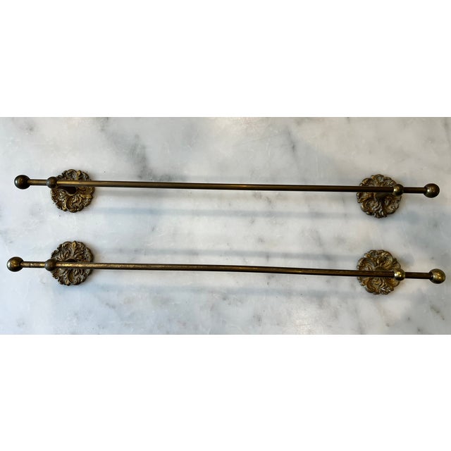 Brass Pair Solid Brass Vintage Towel Bars For Sale - Image 8 of 9