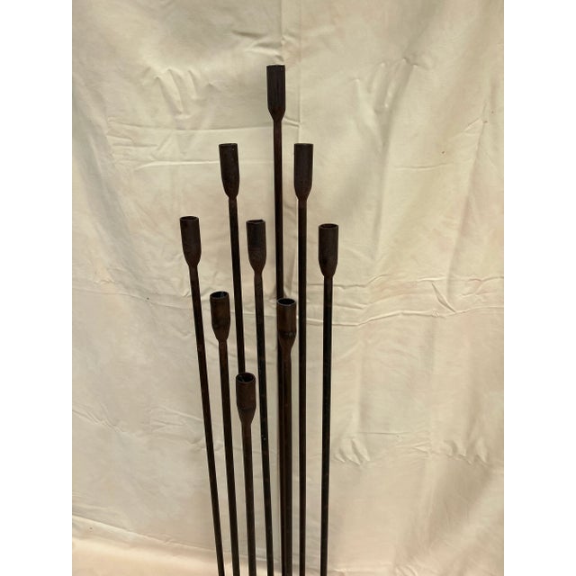 1960s Iron Floor Candle Holder in the Style of Harry Bertioa For Sale In Detroit - Image 6 of 8