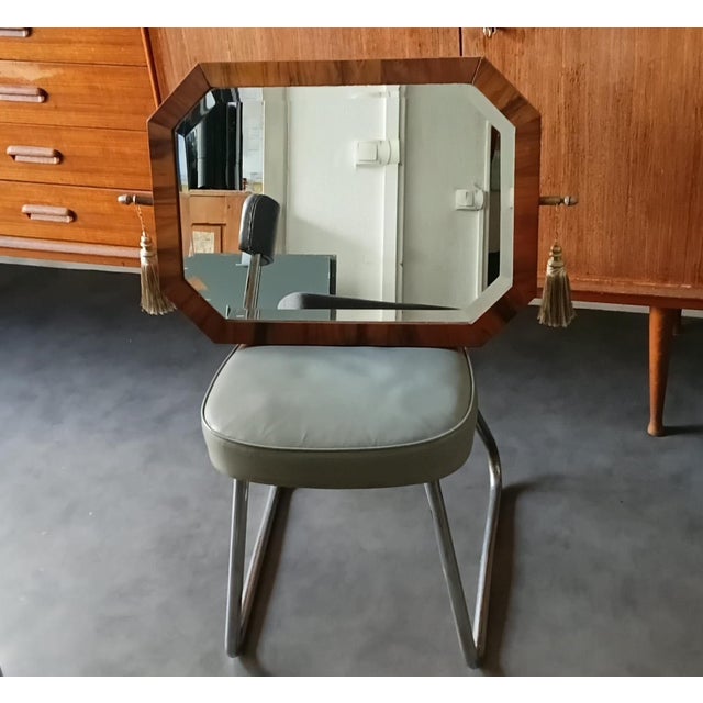 Glass Rare and Authentic Large Art Deco Mirror. For Sale - Image 7 of 8