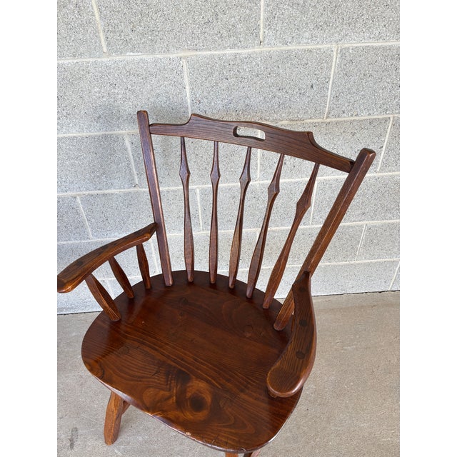 Brown Hunt Country Furniture Oak & Pine Dining Captains Chairs - A Pair For Sale - Image 8 of 12