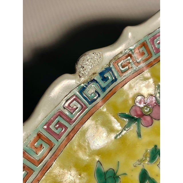 Chinese Circa 1930s Chinese Republic Era Famille Jaune Footed Dish Qianlong Mark For Sale - Image 3 of 12