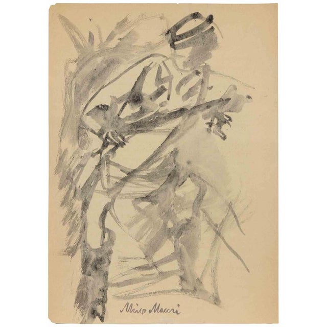 Watercolor on brown paper. Hand signed in the lower center. Very good condition. This piece is attributed to the mentioned...
