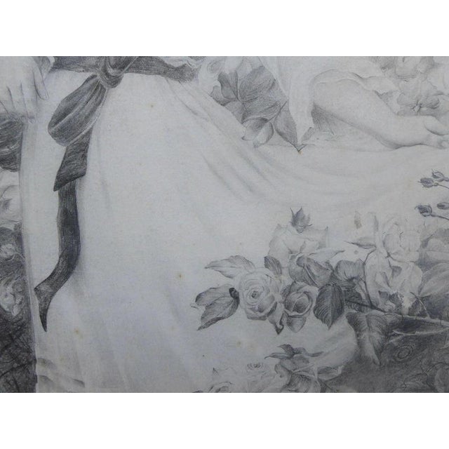 Margaret Faulkner, Portrait of a Young Girl, Pencil Drawing, Late 19th Century, 1895, Paper, Framed For Sale - Image 11 of 14