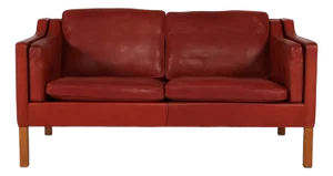 Reddish Brown Leather on Legs in Oak 2-Seater Sofa Model No. 2212 by Børge Mogensen for Fredericia Furniture, Denmark, 1980s
