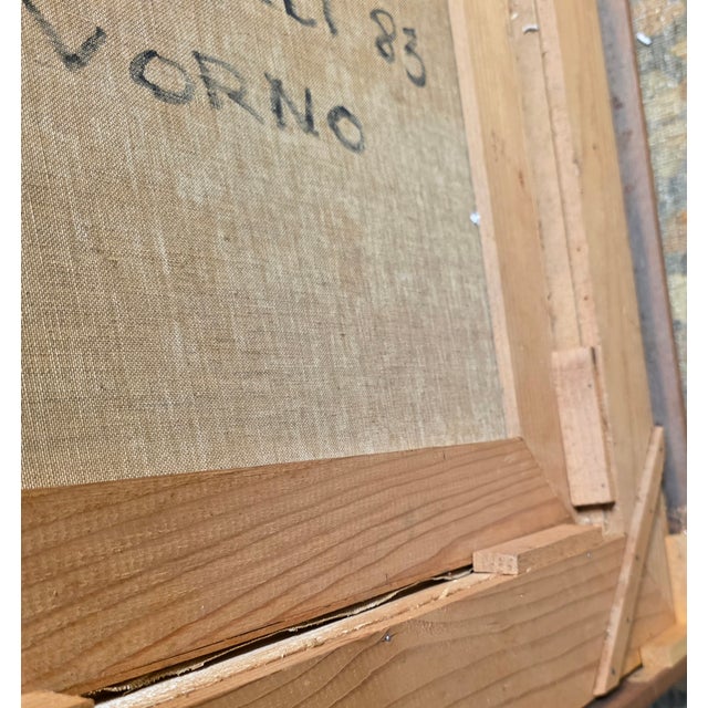 Wood Mid-Century Italian Oil on Canvas Painting Signed Allen For Sale - Image 7 of 10