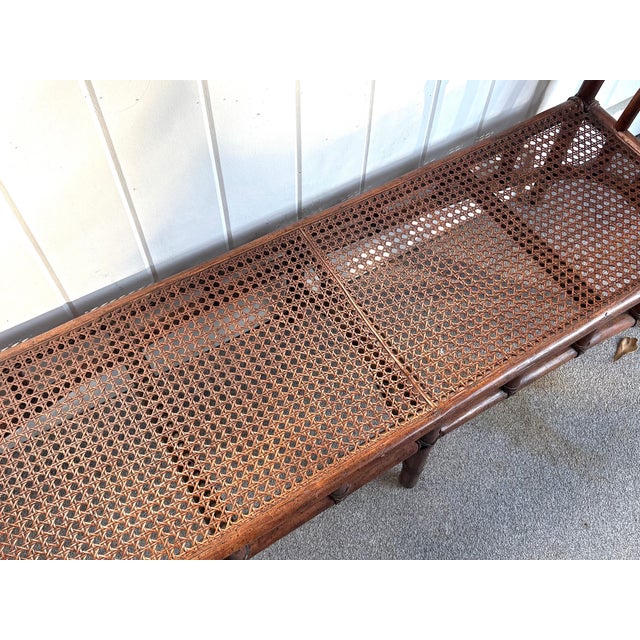 Brown Brown Rattan Caned Long Bench W/ Cusion For Sale - Image 8 of 8