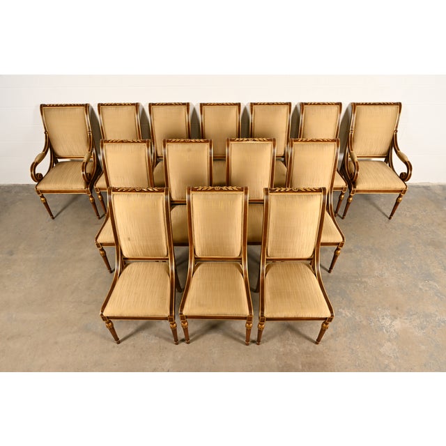 Karges French Regency Louis XVI Carved Walnut and Gold Gilt Side Chairs or Dining Chairs | Pair For Sale - Image 13 of 14