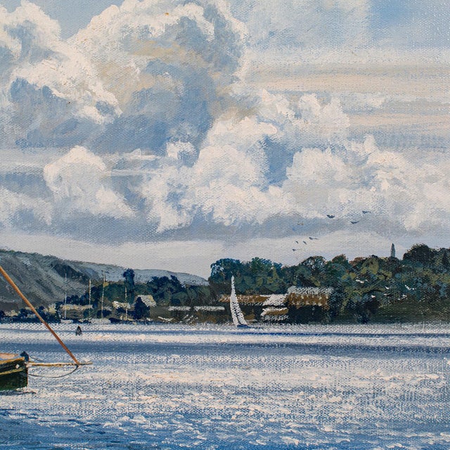 Vintage Plymouth Sound Painting, English, Art, Framed, Nautical Picture, Devon For Sale - Image 6 of 9