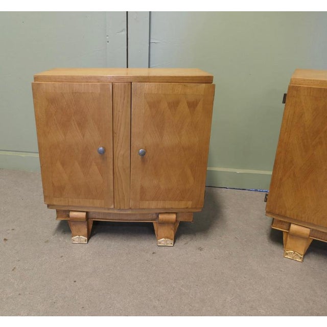 1920s Art Deco Bedside Lockers in Golden Ash, 1920, Set of 2 For Sale - Image 5 of 7