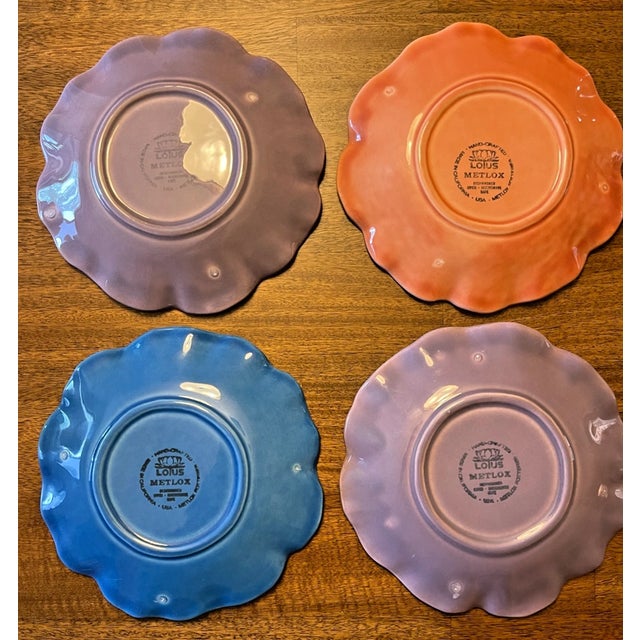 Metlock Pottery Vintage Mid-Century Modern Metlox Poppytrail Lotus Plates-Set of 4 For Sale - Image 4 of 4