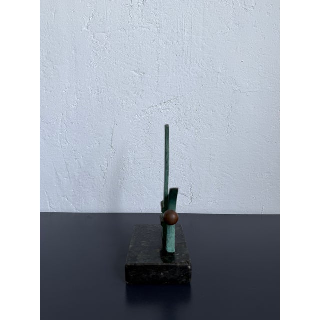 Bronze Modern Green Patinated Bronze Abstract Sculpture on Granite Base, 1980s For Sale - Image 6 of 11