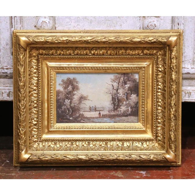 Pair of 19th Century French Barbizon Pendants Landscape Paintings in Gilt Frames For Sale In Dallas - Image 6 of 14