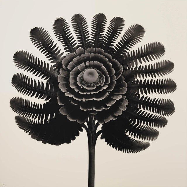 Contemporary 20" X 20" 'Dryopteris Filix' - Black and White Limited Edition Botanical Photograph Print, Unframed For Sale - Image 3 of 3