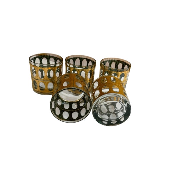 Set of 6 Culver Pisa Rocks Bar Glasses Mid Century Modern With Gold Detailing For Sale - Image 4 of 4