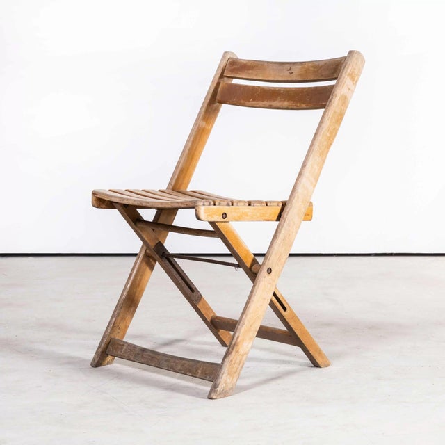 Beech Folding Chairs, 1960s, Set of 12 For Sale - Image 3 of 9