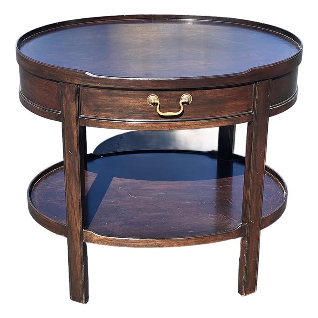 Vintage Baker Furniture Milling Road Chinese Chippendale Oval Side Table For Sale