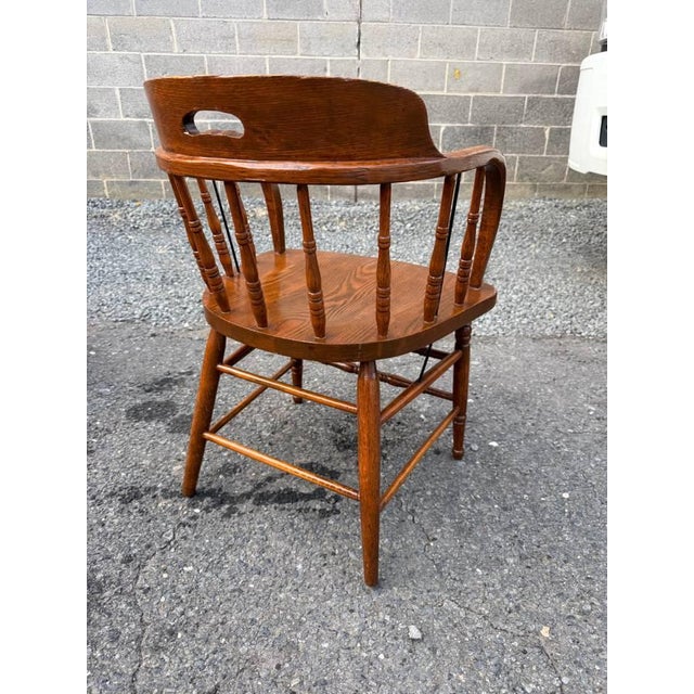 Early 20th Century Pair of Heywood Brothers & Wakefield Co. — Philadelphia, Pa Barrel Oak Armchairs For Sale - Image 13 of 16