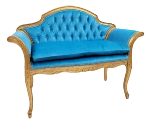 Antique French Regency Gold Gilded Tufted Back Bench Settee Newly Reupholstered