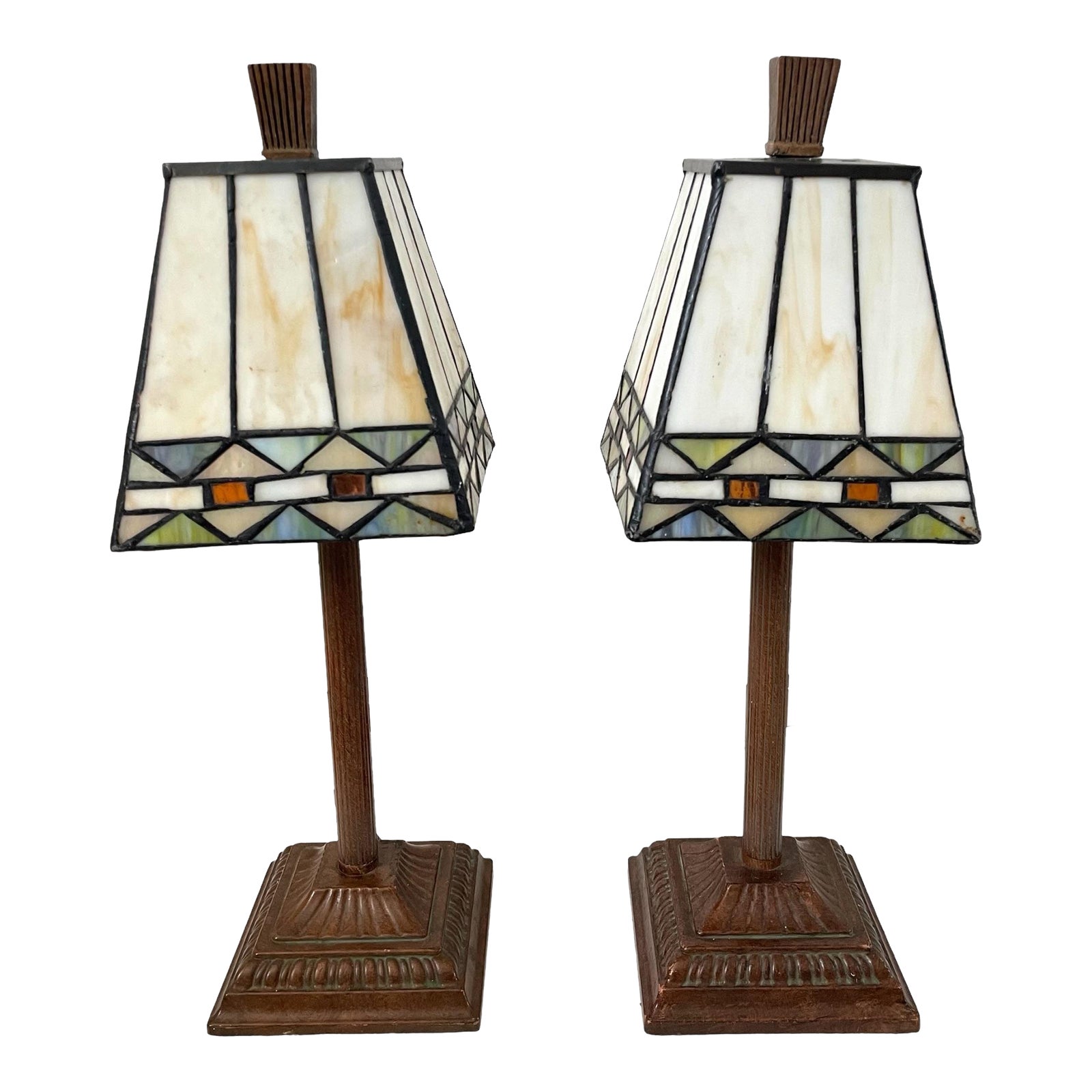 Handcrafted Stained Glass Tiffany Style Table Buffet Lamps. Set of 2 ...