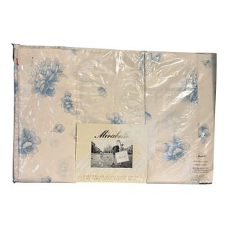 Vintage Mirabello 200 Thread Count 100% Cotton Percale Floral Queen Sheet Set For Sale