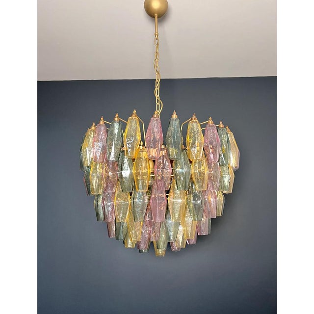 Glass Murano Glass Candelier with 111 Multicolored Poliedri, 1990s For Sale - Image 7 of 18