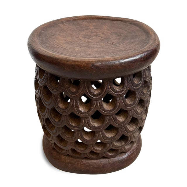 Tribal Carved Vintage Bamileke Round Side Table / Stool For Sale - Image 3 of 5