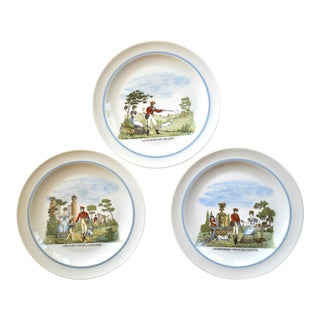 Vintage French Limoges Regency Hunting Plates - Set of 3 For Sale