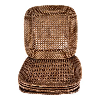 Rattan and Cane Chargers, Set 6 For Sale