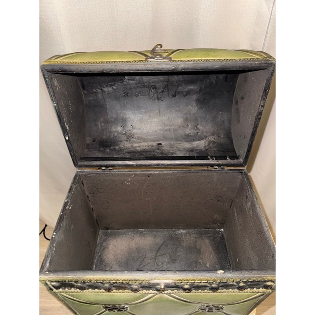 Uttermost Uttermost "Milford" Large Joella Verde Tooled Leather Style Chest Trunk For Sale - Image 4 of 10