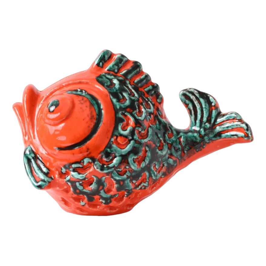 Orange and Green Fish Money Box from Italica Ars, 1970s | Chairish