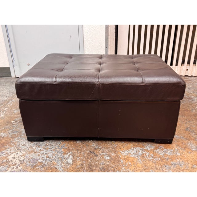 Contemporary Twin Size Gumps Leather Ottoman Hidden Sleeper For Sale - Image 3 of 12