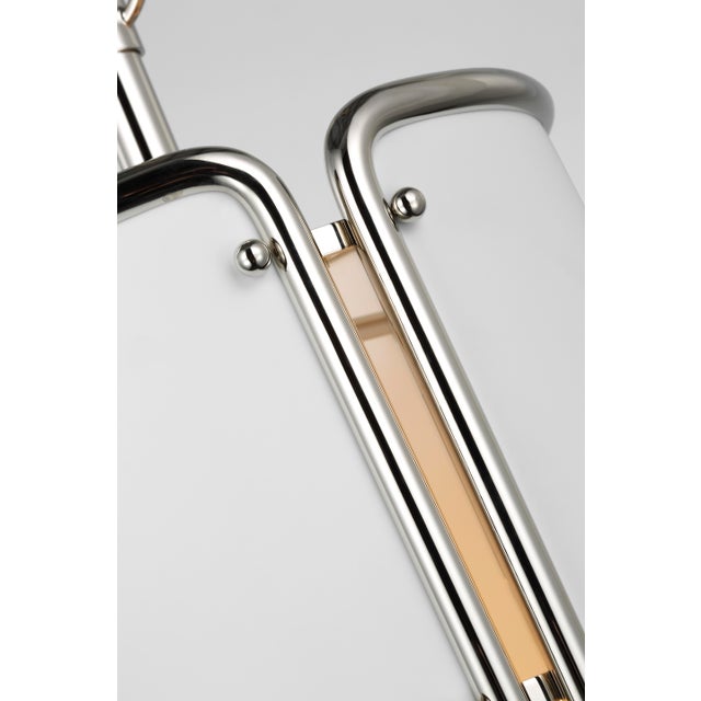 Hastings Small Pendant in Polished Nickel with White Shade Designer: Carrier and Company Canopy: 5" Round Mounting: Chain...