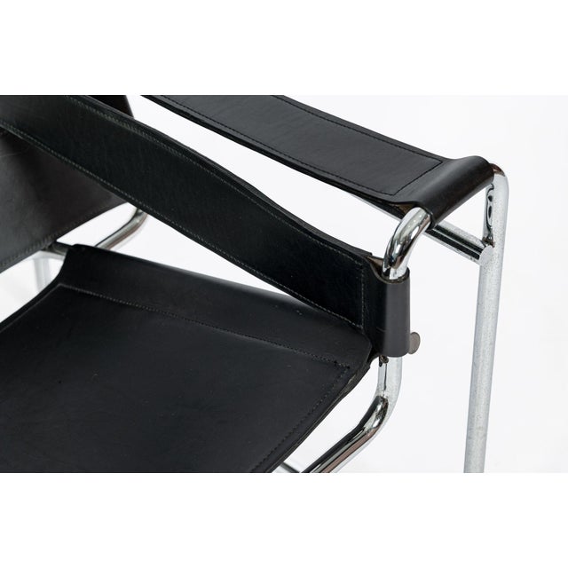 Vintage Mid Century Black Wassily Chair by Marcel Breuer (Attr.) 1970s For Sale - Image 13 of 16