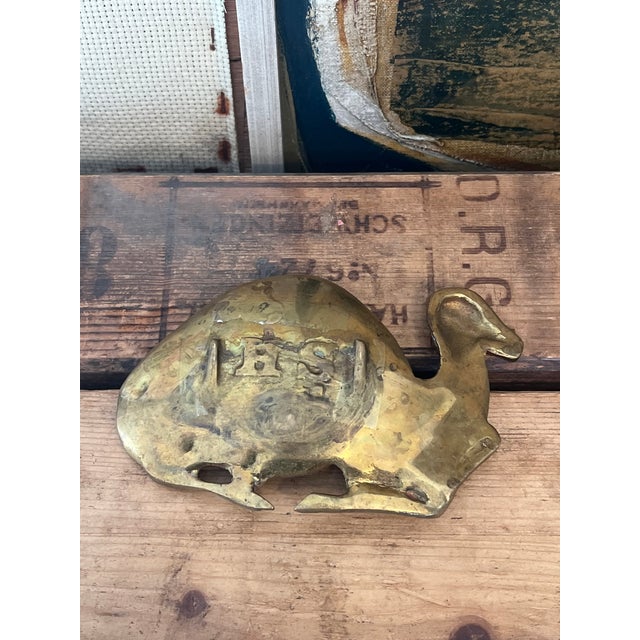 1970s Vintage Brass-Tone Metal Camel Sculpture Decorative Trinket Dish For Sale - Image 5 of 7