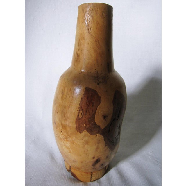 1970s Artisan Mid Century Burlwood Vase and Bowl, Signed For Sale - Image 5 of 6
