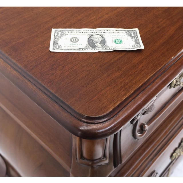 Bombe Country French Carved Cherry 3 Drawer Dresser Brass Hardware Pulls For Sale - Image 12 of 12