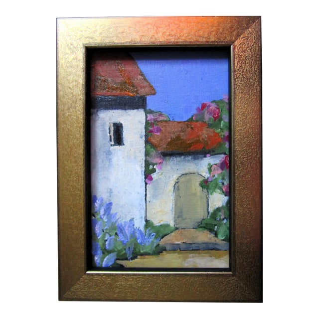 Framed Mission Garden 4x6 Lynne French Landscape For Sale