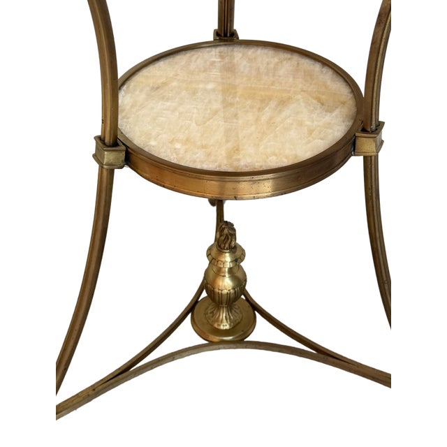 Louis XVI Directoire Style Gilt Metal & Honey Onyx Guéridon Side Tables - A Pair For Sale - Image 11 of 18