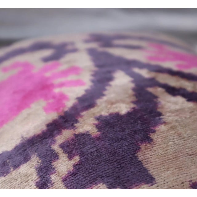 Textile Contemporary Multi Color Velvet Throw Pillow & Down Insert For Sale - Image 7 of 10