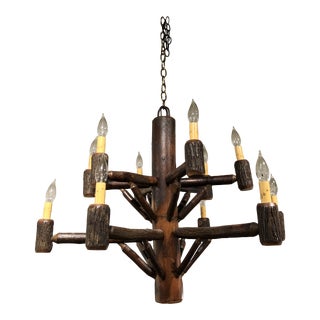 Late 20th Century Rustic 12-Light Chandelier For Sale