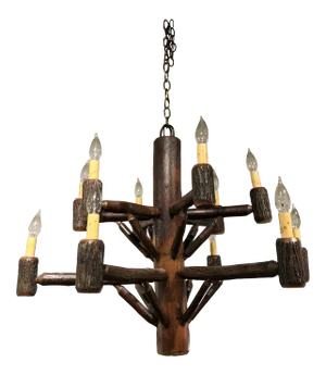 Late 20th Century Rustic 12-Light Chandelier