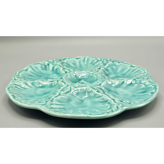 Aqua French Oyster Plate For Sale - Image 8 of 11